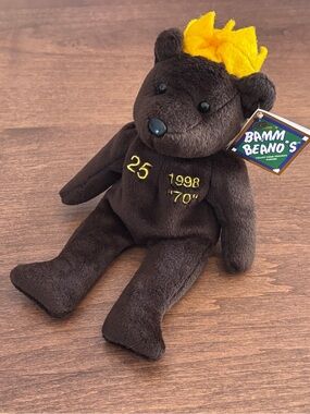 Vintage 1998 Salvino’s Bamm Beano’sMcGwire #25 plush bear, 70 home run season